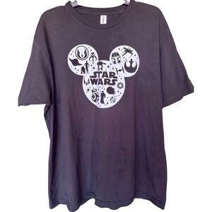 Tultex Star Wars Mickey Mouse Head Graphic T-Shirt Mens XL Black Disney Mashup